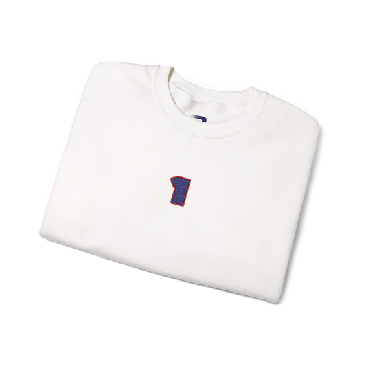 #1 Max Verstappen Embroidered Crewneck - White