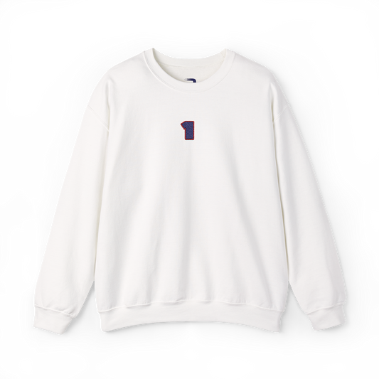 #1 Max Verstappen Embroidered Crewneck - White