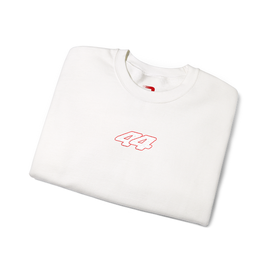 #44 Lewis Hamilton Embroidered Crewneck - White